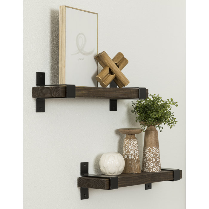 Mistana™ Abasi 2 Piece Pine Solid Wood Bracket Wall Shelf & Reviews